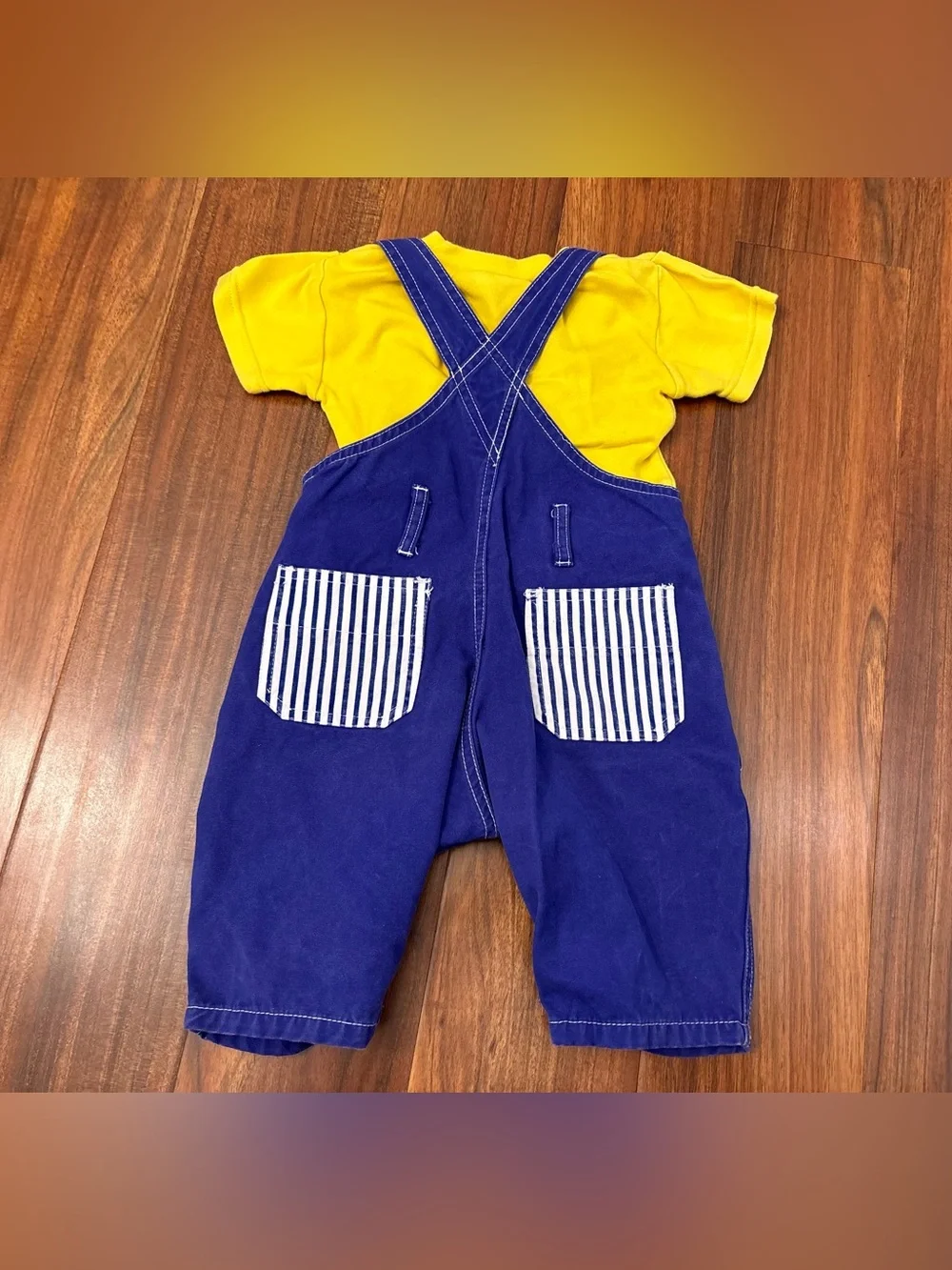 The Children’s Place Vintage Not So Basic Stuff Blue Stripe Overalls and Top - Picture 3 of 6